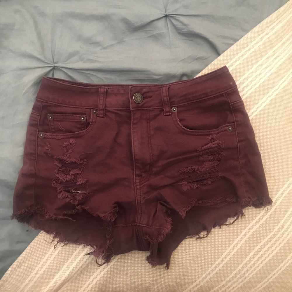 Maroon American Eagle jean shorts